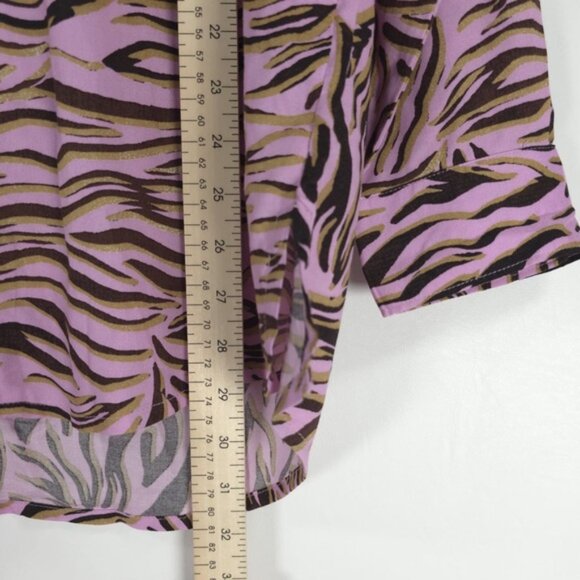 NWT BP. PINK BOUQUET RETRO ZEBRA Button up Collared LS Shirt 100% Rayon Sz XS - Picture 8 of 12